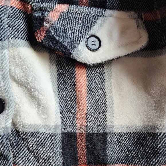 SHEIN Plaid Fleece Button Down Teddy Jacket Size Medium - Picture 9 of 16